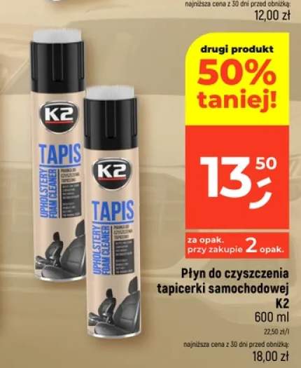Płyn do czyszczenia tapicerki samochodowej K2 Tapis