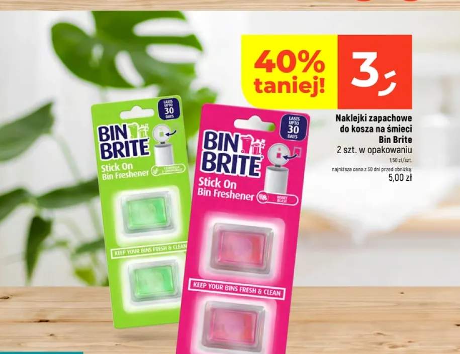 Naklejki zapachowe do kosza na śmieci Bin Brite Citronella & Lemongrass