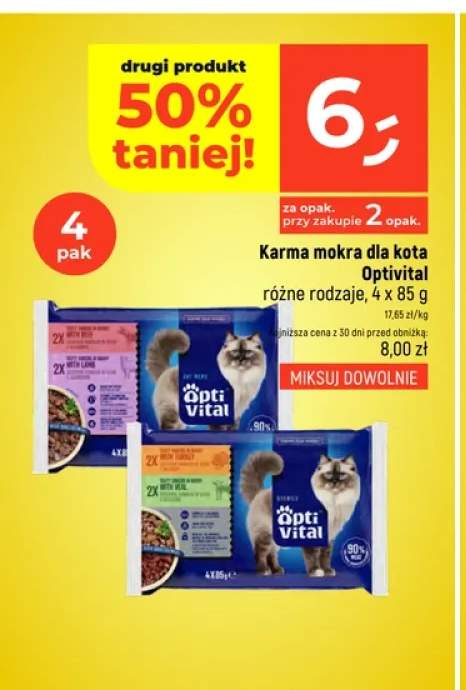 Karma mokra dla kota Optivital z indykiem 4-pak