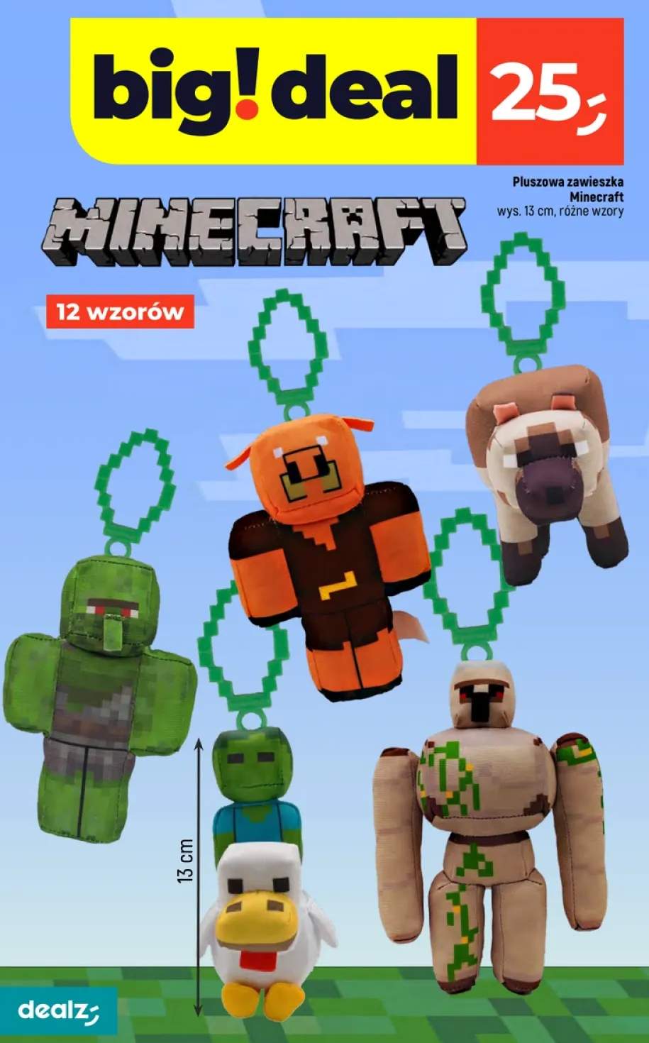 Pluszowa zawieszka Minecraft wys. 13 cm