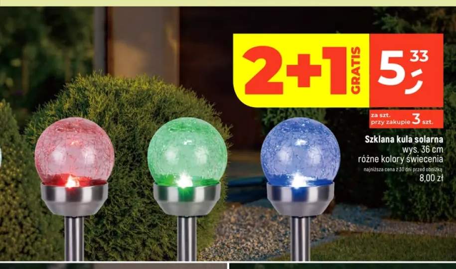 Szklana kula solarna wys. 36 cm