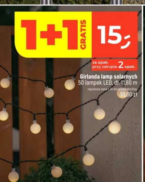 Girlanda lamp solarnych 50 lampek LED dł. 11,80 m