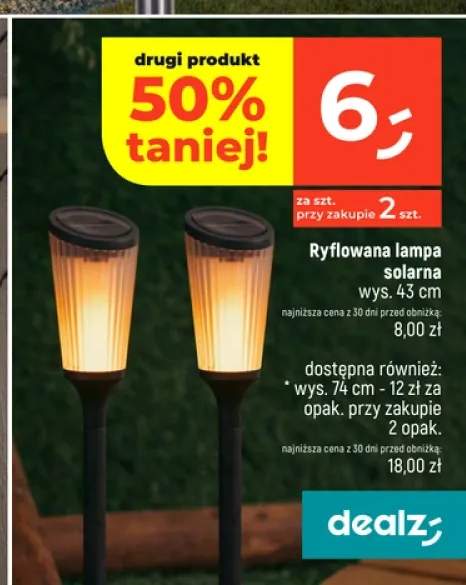 Ryflowana lampa solarna wys. 74 cm