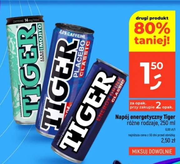 Napój energetyczny Tiger Placebo Classic +2 warianty