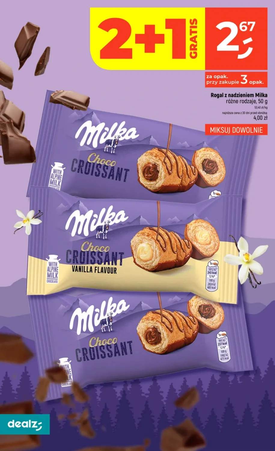 Rogal z nadzieniem Milka Choco Croissant +1 wariant