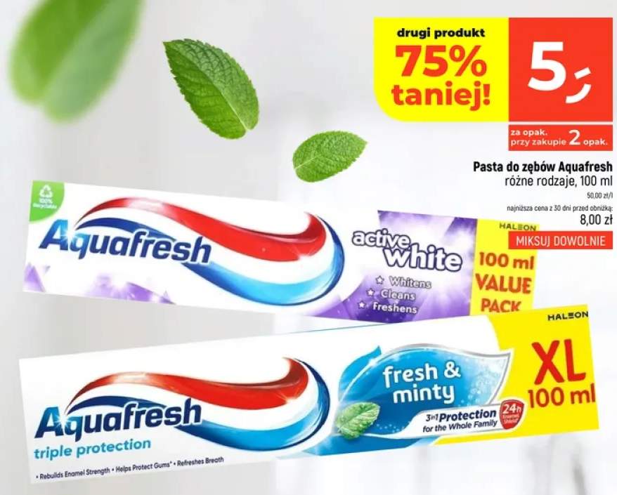 Pasta do zębów Aquafresh Active White +1 wariant