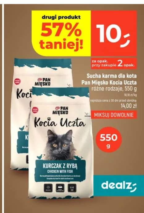 Sucha karma dla kota Pan Mięsko Kocia Uczta kurczak z rybą +1 wariant