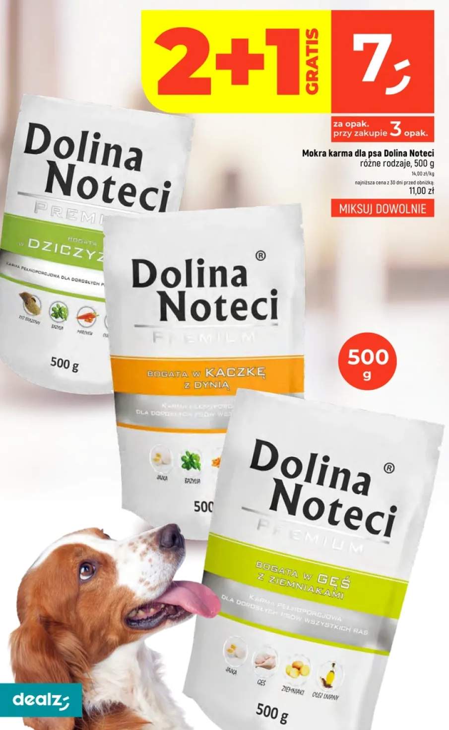 Mokra karma dla psa Dolina Noteci Premium bogata w kaczkę z dynią +2 warianty