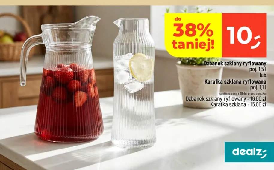 Dzbanek szklany ryflowany 1,5 l +1 wariant
