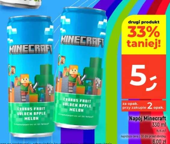 Napój Minecraft Chorus Fruit Golden Apple Melon Steve +1 wariant