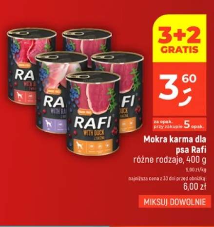 Mokra karma dla psa Rafi z kaczką +1 wariant