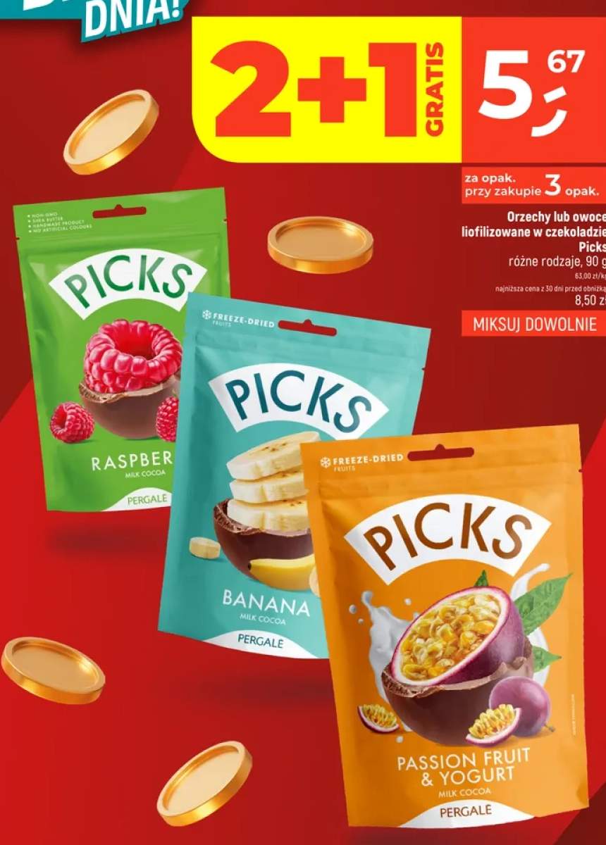 Owoce liofilizowane w czekoladzie marakuja i jogurt Picks +2 warianty