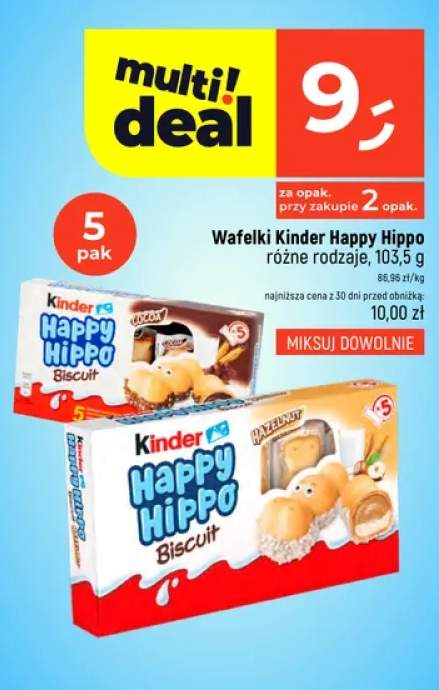 Wafelki Kinder Happy Hippo Cocoa 5-pak +1 wariant