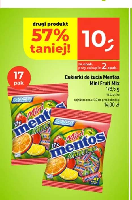 Cukierki do żucia Mentos Mini Fruit Mix 17-pak