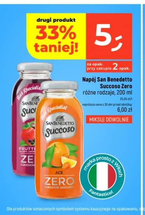 Napój San Benedetto Succoso Zero ACE +1 wariant