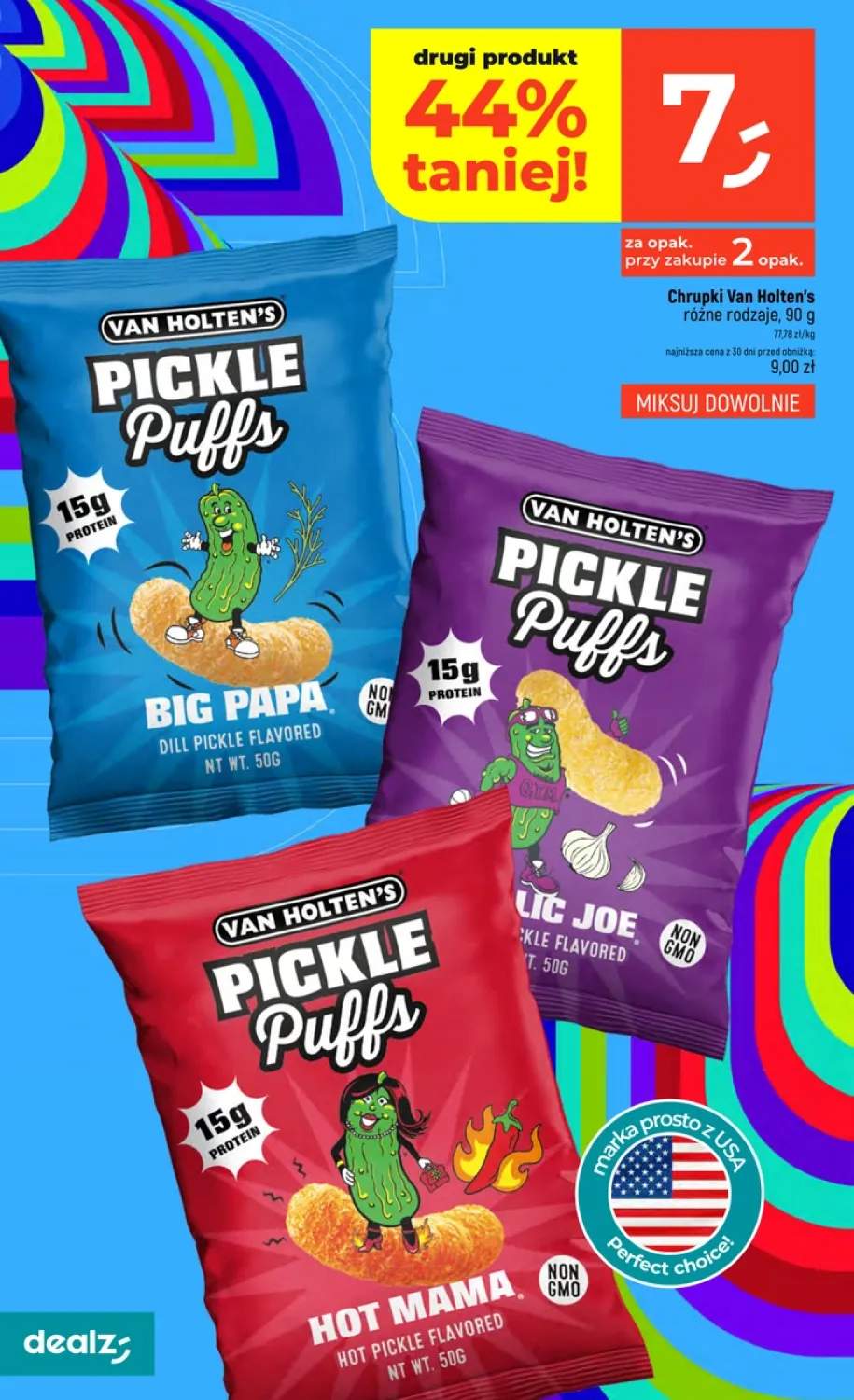 Chrupki Pickle Puffs Big Papa Van Holten's +2 warianty