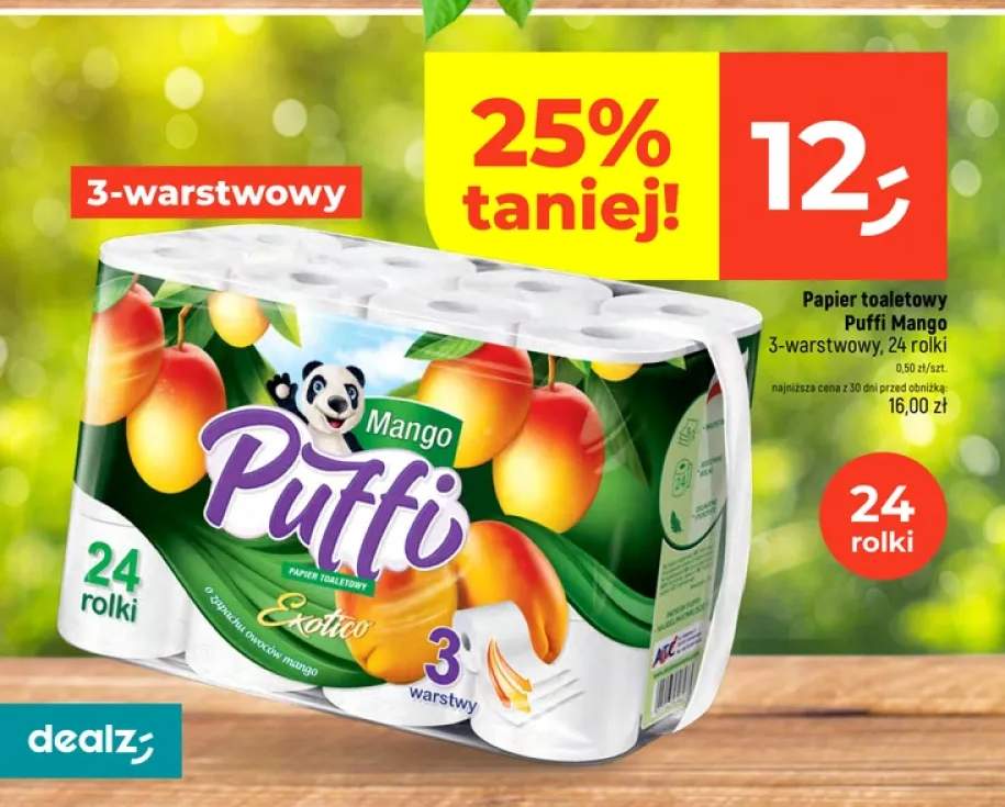 Papier toaletowy Puffi Mango 3-warstwowy