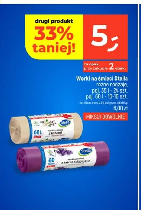 Worki na śmieci Stella z uszami 60 l +2 warianty