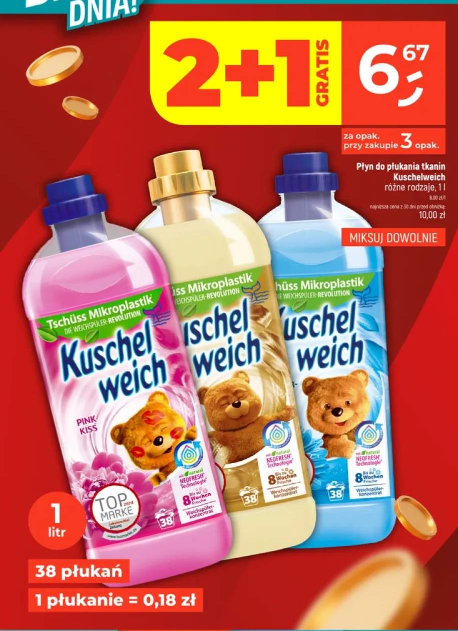 Płyn do płukania tkanin Kuschelweich Pink Kiss +2 warianty