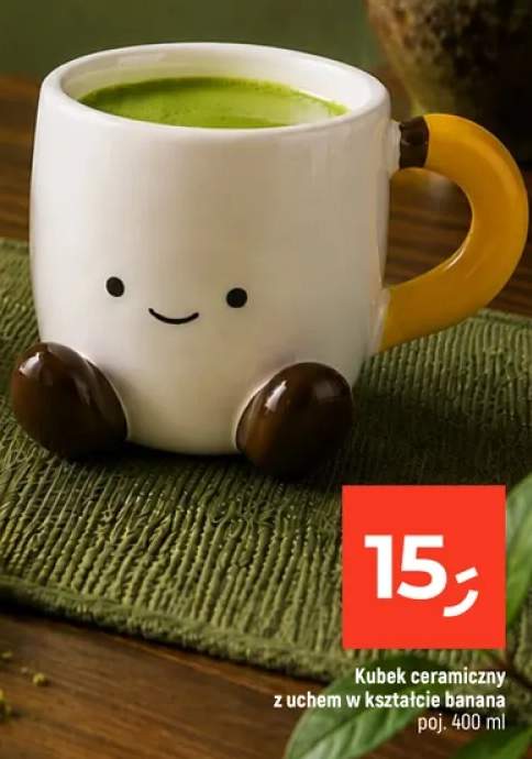 Kubek ceramiczny z uchem w kształcie banana 400 ml