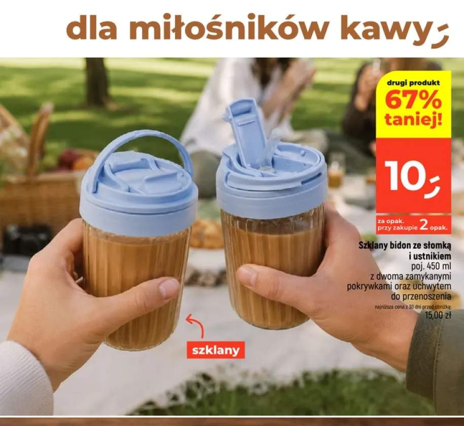 Szklany bidon ze słomką i ustnikiem