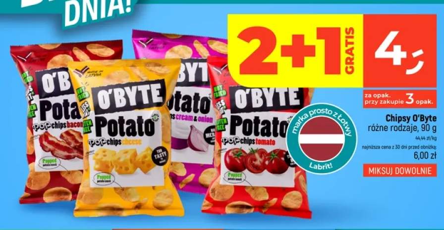 Chipsy śmietanka i cebula O'Byte +2 warianty
