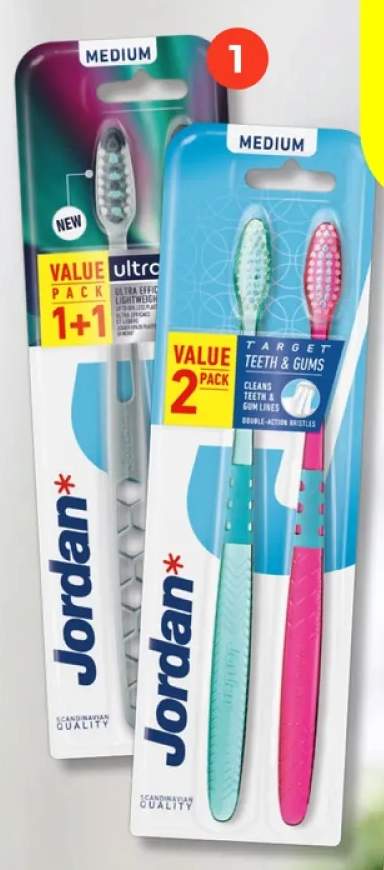 Szczoteczki do zębów Jordan Medium Value Pack 1+1 +1 wariant