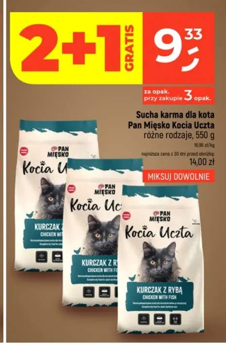 Sucha karma dla kota Pan Mięsko Kocia Uczta Kurczak z rybą +2 warianty