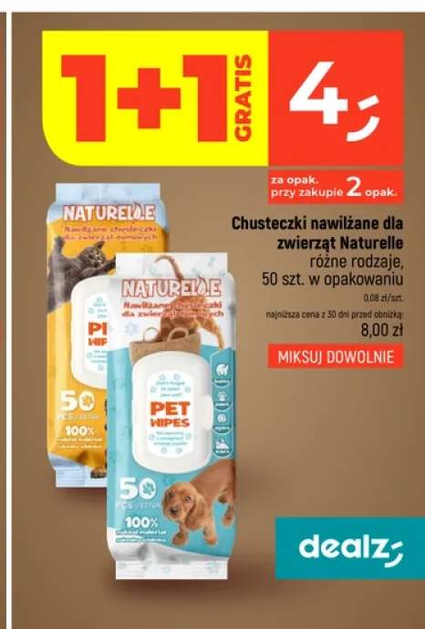 Chusteczki nawilżane dla zwierząt Naturelle Pet Wipes