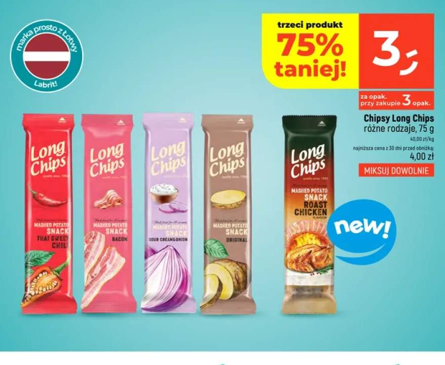 Chipsy ziemniaczane Bacon Long Chips +3 warianty