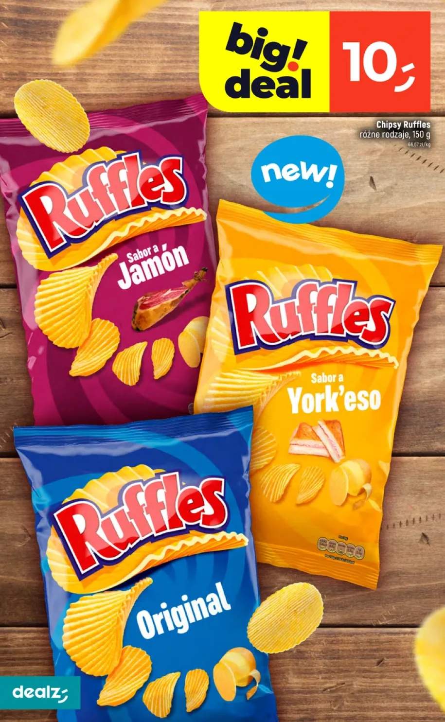 Chipsy Ruffles Sabor a Jamón +2 warianty