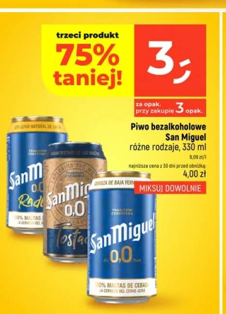 Piwo bezalkoholowe San Miguel Tostada +2 warianty