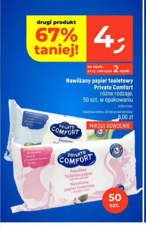 Nawilżany papier toaletowy Private Comfort