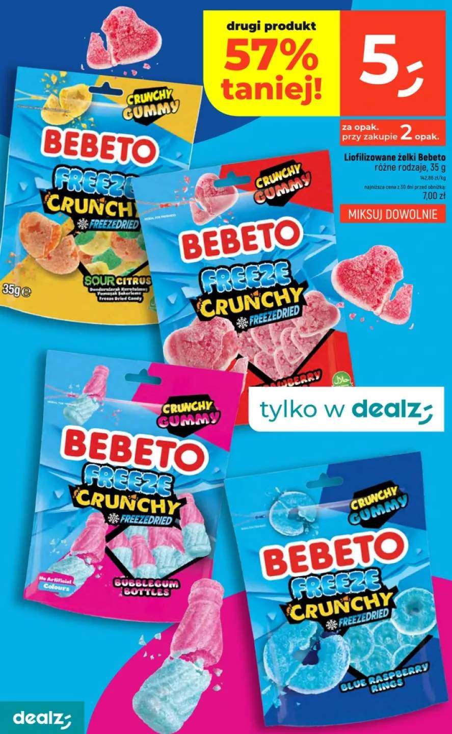Żelki liofilizowane Bebeto Freeze Crunchy Sour Citrus +3 warianty