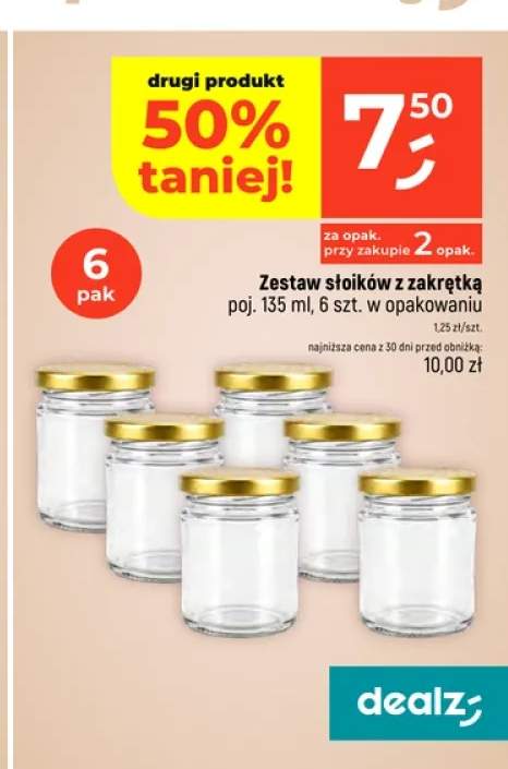 Słoiki z zakrętką Dealz 6-pak 135 ml