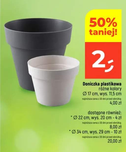 Doniczka plastikowa Ø22 cm wys.20 cm +1 wariant