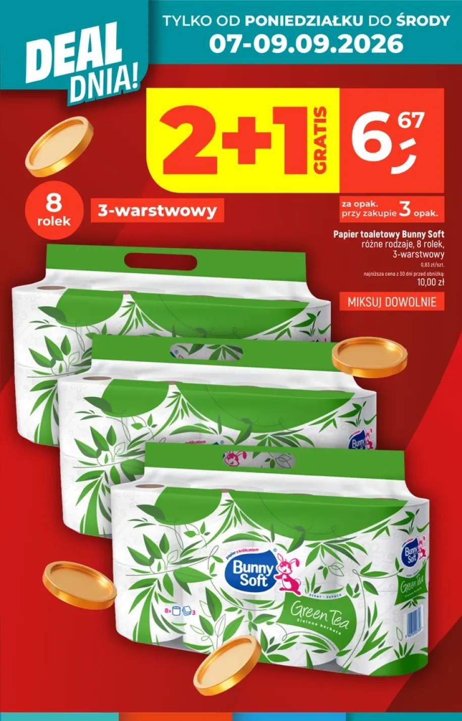 Papier toaletowy 8-pak 3-warstwowy Bunny Soft