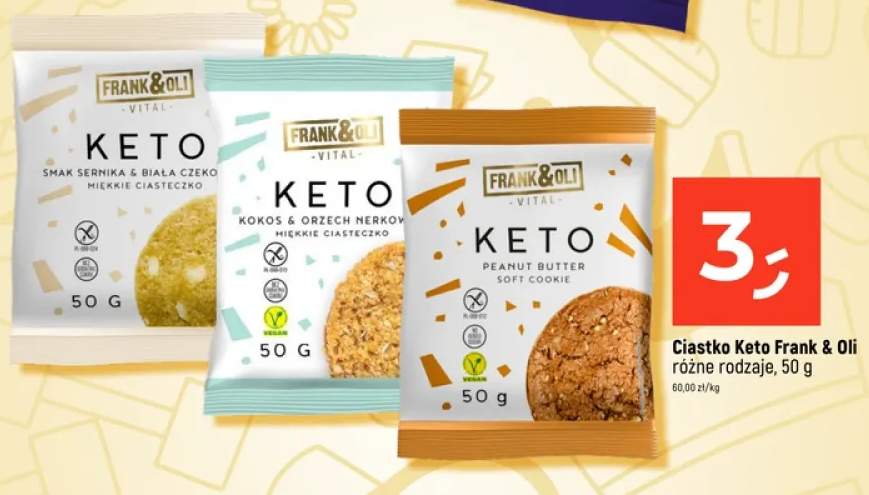 Ciastko Keto Frank & Oli smak sernika i biała czekolada +2 warianty