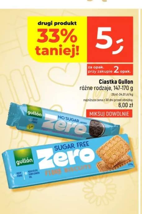 Ciastka Zero Twins sandwich cookies Gullon +1 wariant