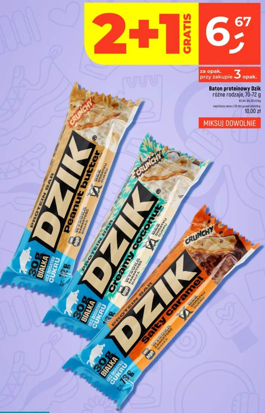 Baton proteinowy Dzik Peanut butter +2 warianty