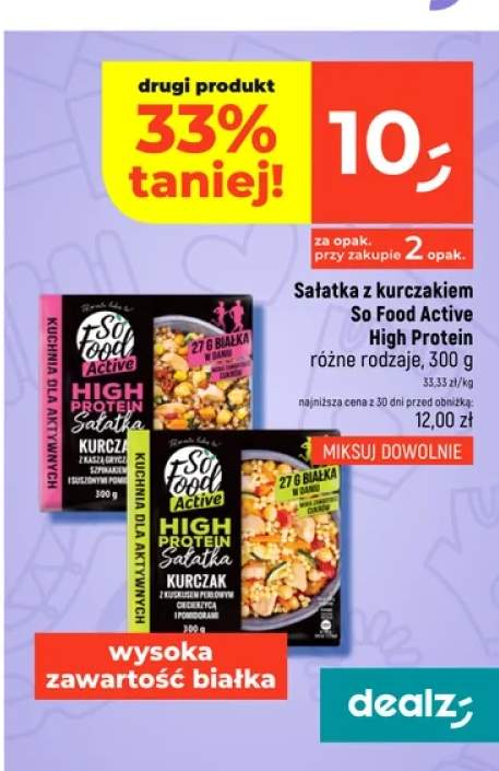 Sałatka z kurczakiem z kaszą gryczaną szpinakiem i suszonymi pomidorami So Food Active High Protein +1 wariant