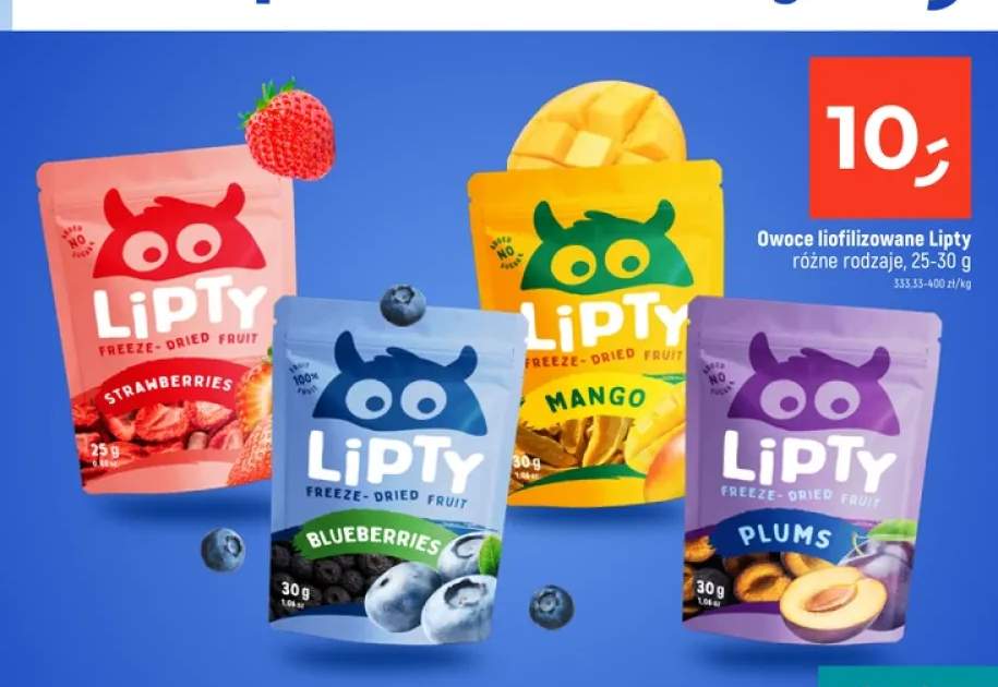 Owoce liofilizowane Lipty truskawki +3 warianty