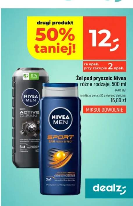 Żel pod prysznic Nivea Men Active Clean +1 wariant