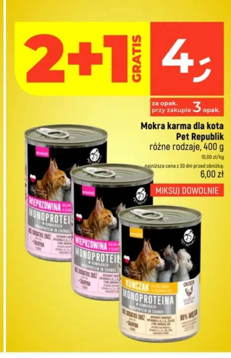 Mokra karma dla kota Pet Republik wieprzowina monoproteina +1 wariant