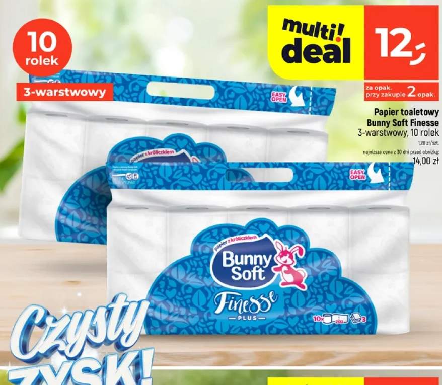 Papier toaletowy Bunny Soft Finesse 3-warstwowy 10-pak