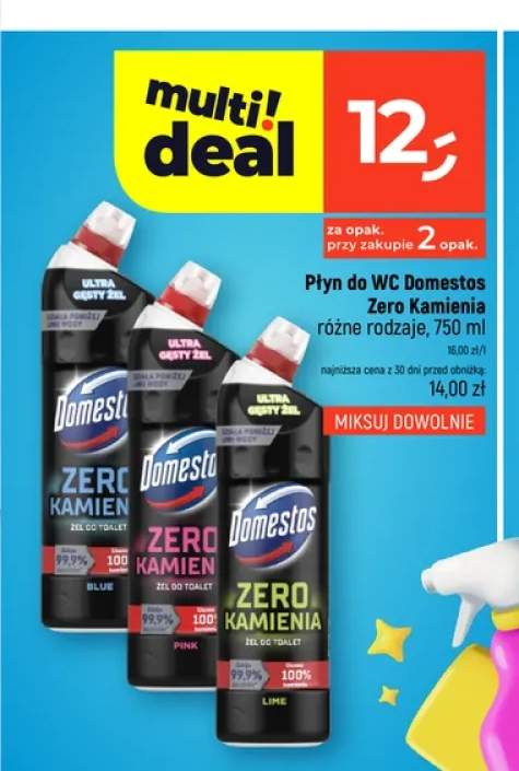Płyn do WC Domestos Zero Kamienia Lime +2 warianty