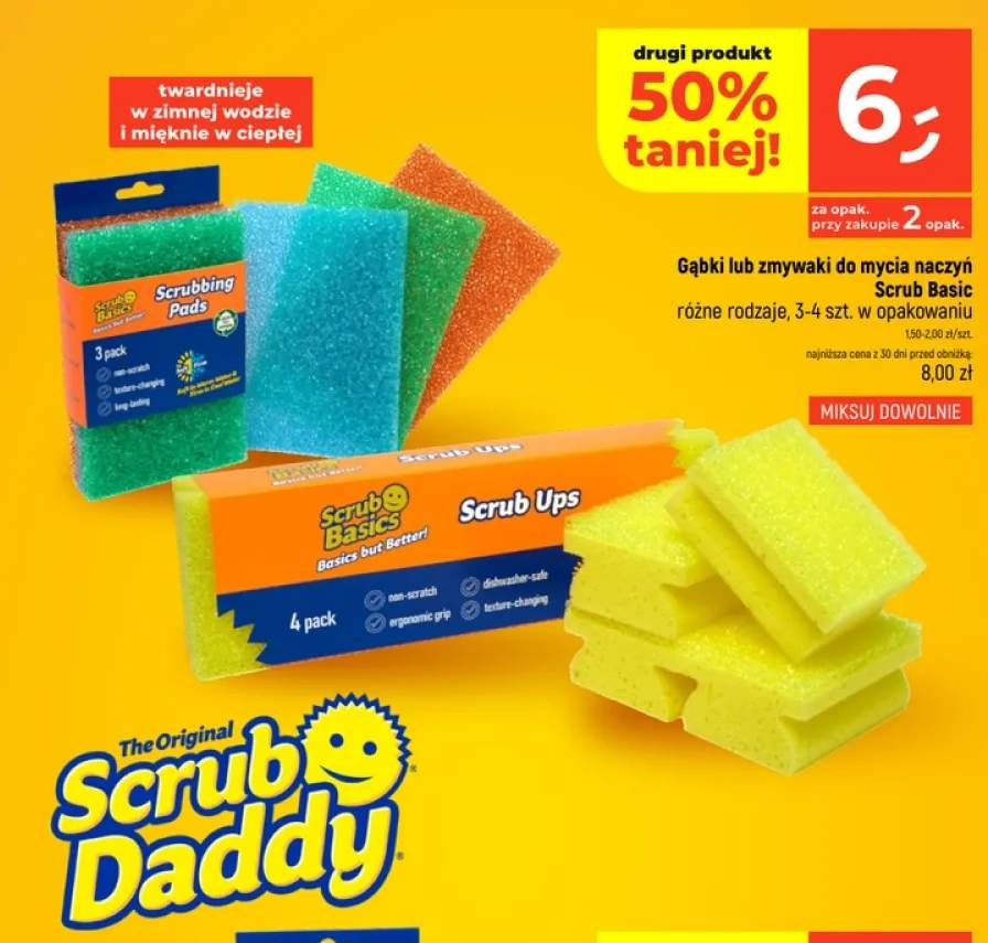 Gąbki do mycia naczyń Scrub Basic +1 wariant