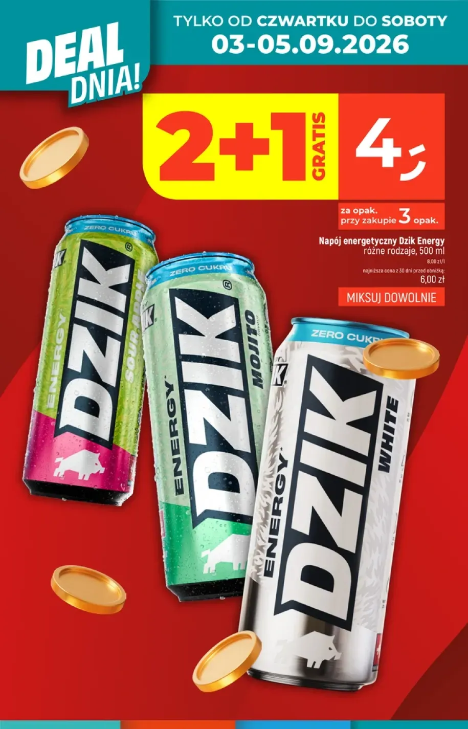 Napój energetyczny Dzik Energy Sour Apple +2 warianty