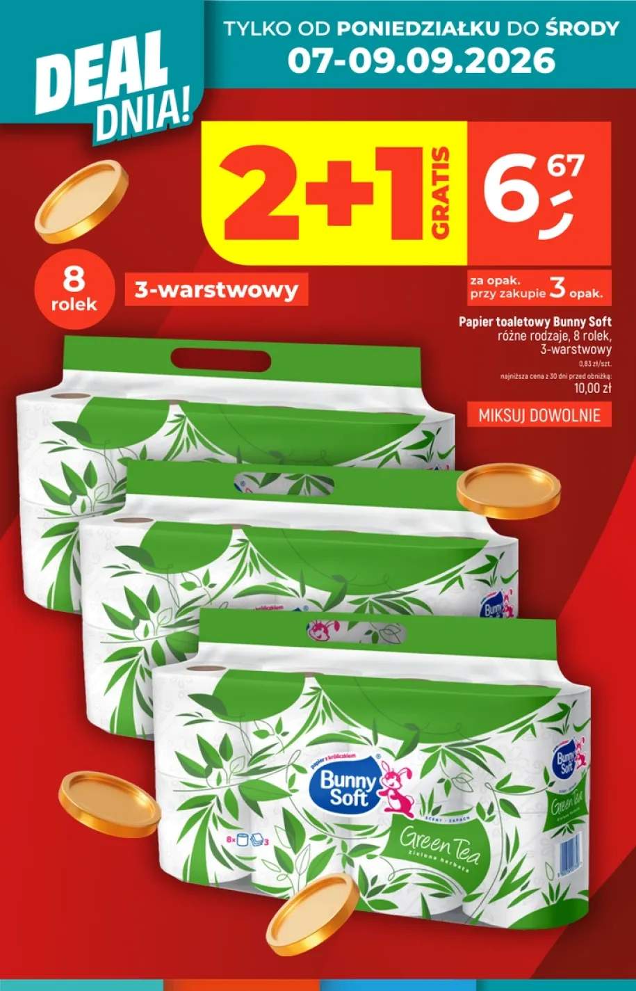 Papier toaletowy 8-pak 3-warstwowy Bunny Soft