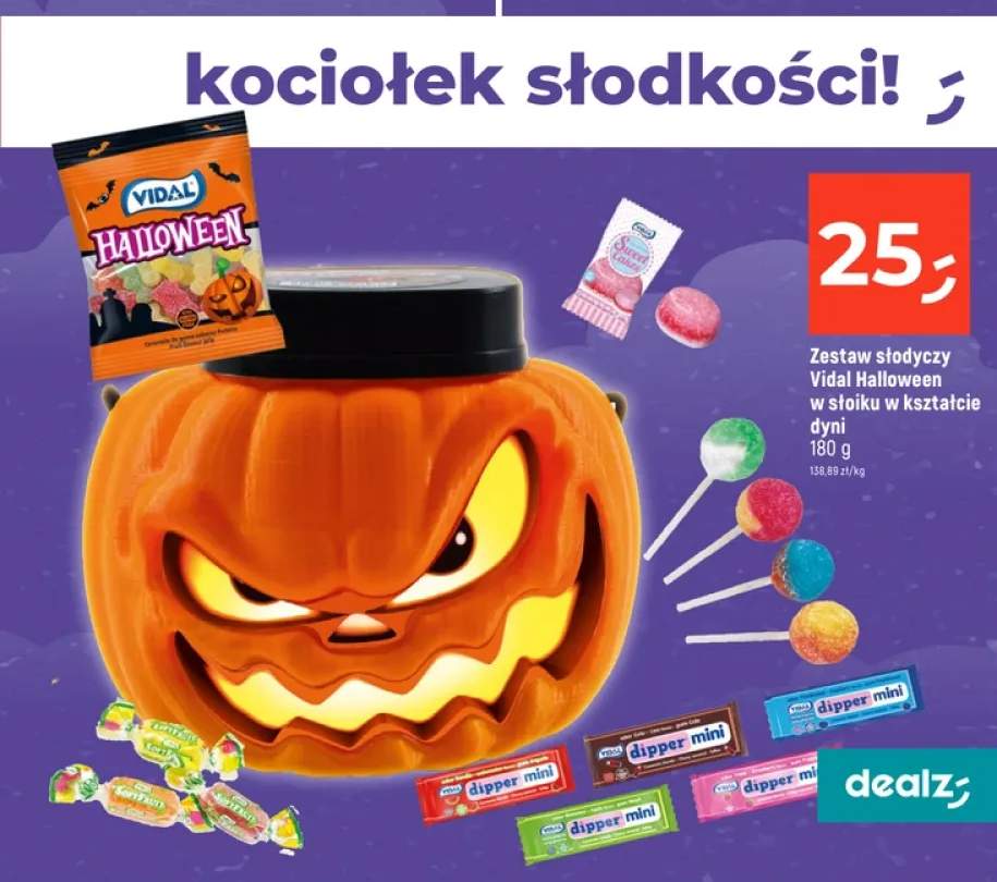 Zestaw słodyczy Vidal Halloween w słoiku w kształcie dyni